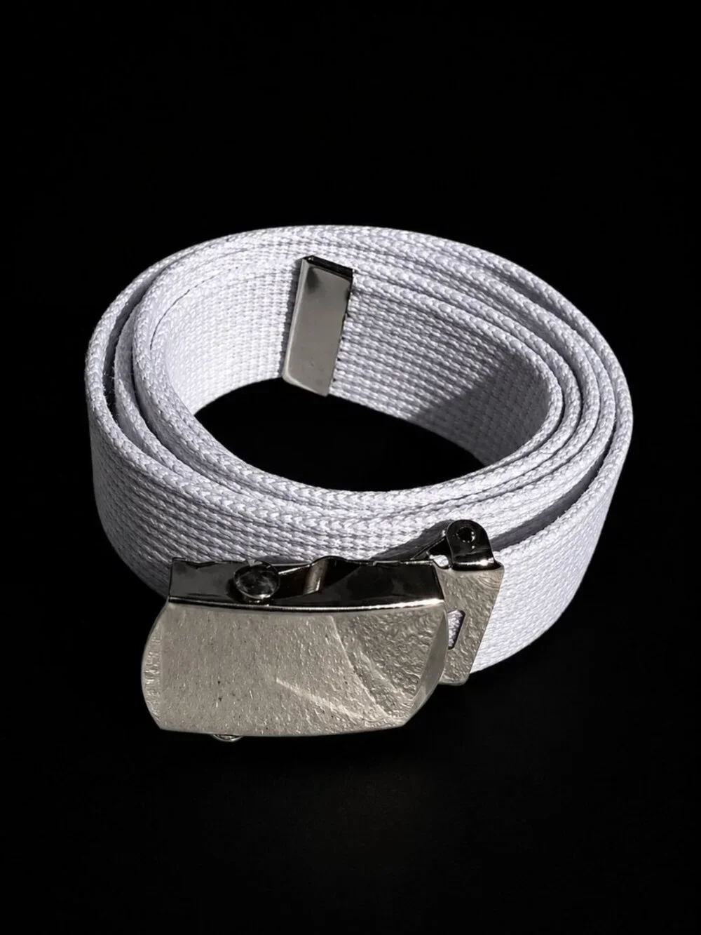 White Canvas Web Belt Adjustable Slide Buckle